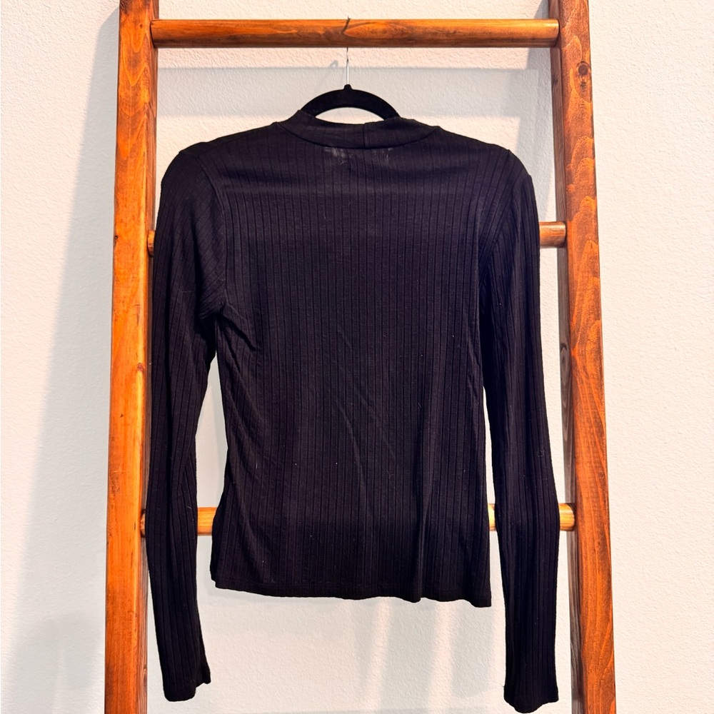 Black Ribbed Long Sleeve Top - Picture 2 of 2